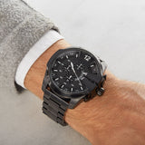 Diesel Mega Chief Chronograph Black Dial Black Steel Strap Watch For Men - DZ4283 Buy Now By Diesel