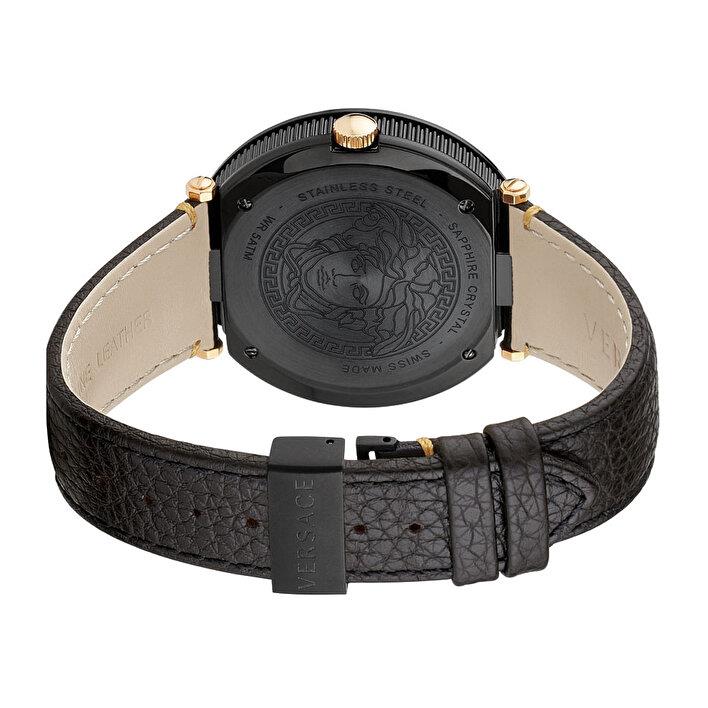 Versace V-Metal Icon Black Dial Black Leather Strap Watch For Men - VQL030015 Buy Now By Versace
