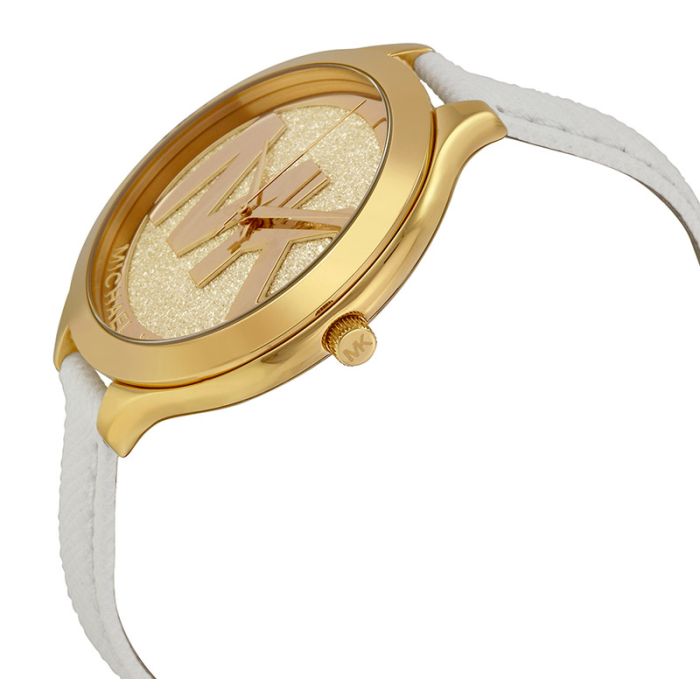 Michael Kors Slim Runway Quartz Gold Dial White Leather Strap Watch For Women - MK2389 Buy Now By Michael Kors