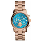 Michael Kors Runway Chronograph Turquoise Dial Rose Gold Steel Strap Watch For Women - MK6164 Buy Now By Michael Kors