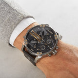 Diesel Mr Daddy 2.0 Chronograph Black Dial Black Leather Strap Watch For Men - DZ7348 Buy Now By Diesel