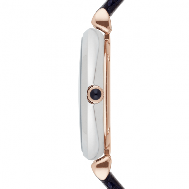 Emporio Armani Gianni T Bar Analog Blue Dial Black Leather Strap Watch For Women - AR1989 Buy Now By Emporio Armani