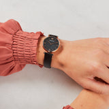 Emporio Armani Gianni T Bar Black Mother of Pearl Dial Black Leather Strap Watch For Women - AR11060 Buy Now By Emporio Armani