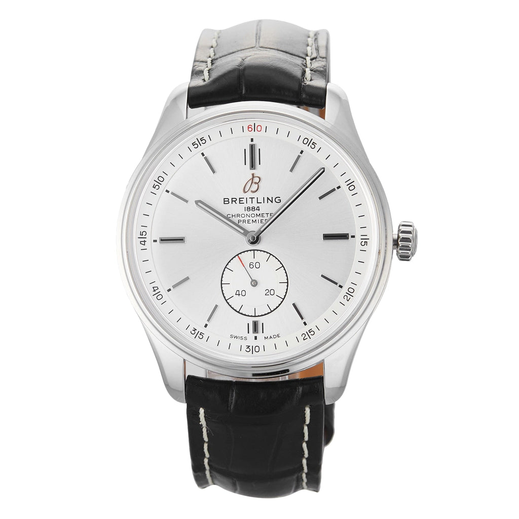 Breitling Premier Automatic 40mm Silver Dial Black Leather Strap Watch for Men - A37340351G1P1 Buy Now By Breitling
