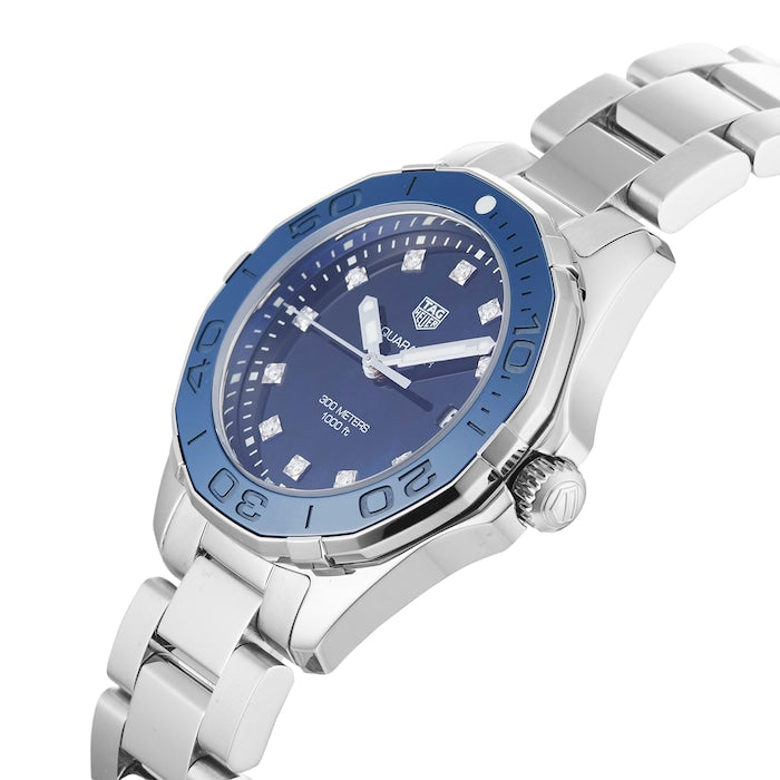 Tag Heuer Aquaracer Diamonds Blue Dial Silver Steel Strap Watch for Women - WAY131L.BA0748 Buy Now By Tag Heuer