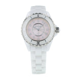 Chanel J12 Quartz Diamonds Pink Dial White Steel Strap Watch for Women - J12 H5513 Buy Now By Chanel
