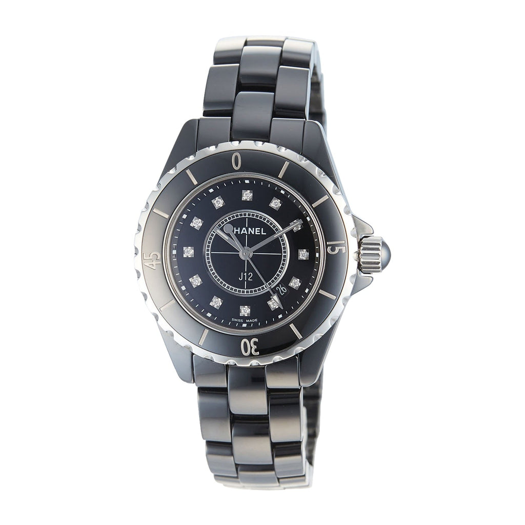 Chanel J12 Quartz Diamonds Black Dial Black Steel Strap Watch for Women - J12 H1625 Buy Now By Chanel