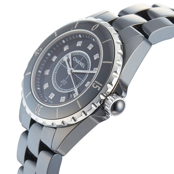 Chanel J12 Quartz Diamonds Black Dial Black Steel Strap Watch for Women - J12 H1625 Buy Now By Chanel