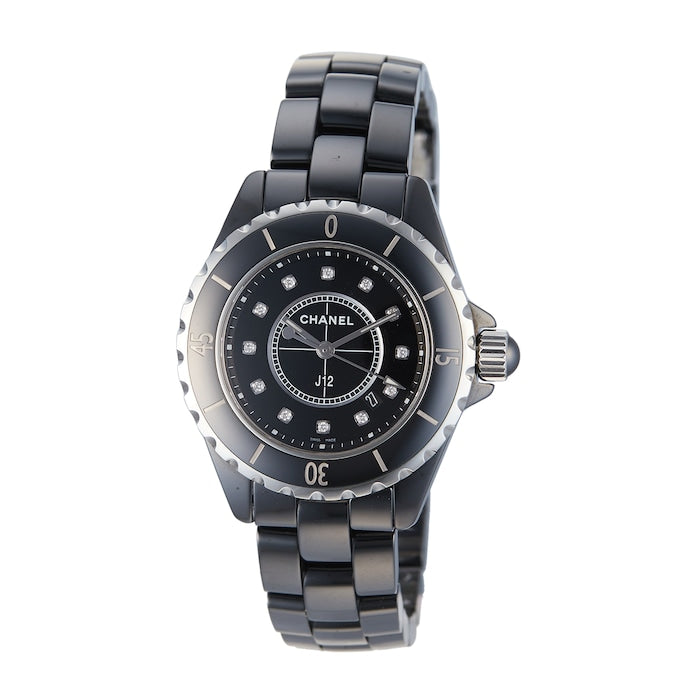 Chanel J12 Quartz Diamonds Black Dial Black Steel Strap Watch for Women - J12 H5701 Buy Now By Chanel