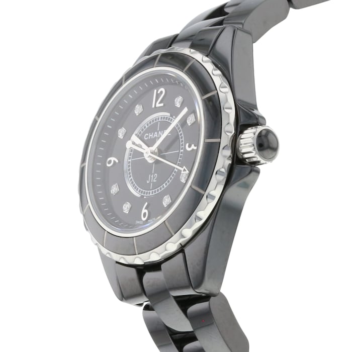 Chanel J12 Diamonds Black Dial Black Steel Strap Watch for Women - J12 H2569 Buy Now By Chanel