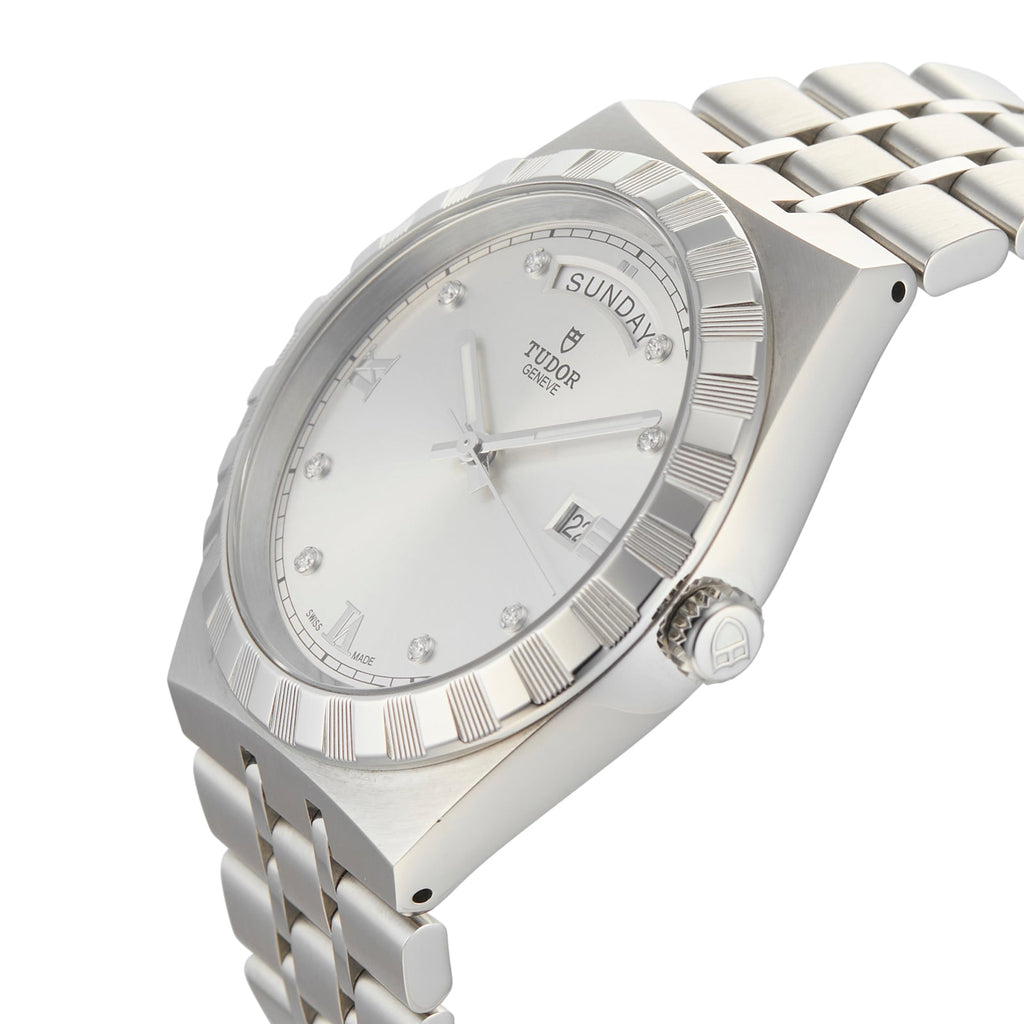 Tudor Royal Day Date Diamonds Automatic Silver Dial Silver Steel Strap Watch for Men - M28600-0002 Buy Now By Tudor