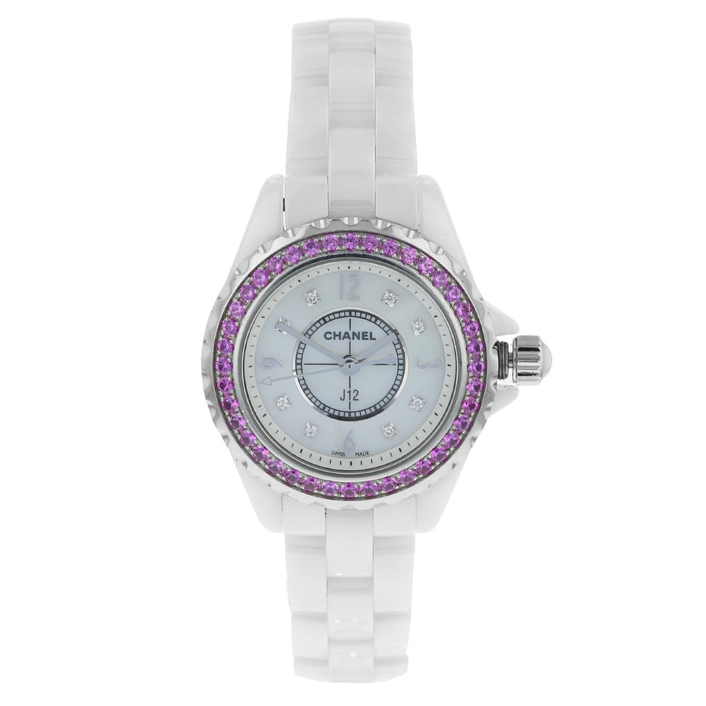 Chanel J12 Quartz Diamonds Mother of Pearl White Dial White Steel Strap Watch for Women - J12 H3243 Buy Now By Chanel
