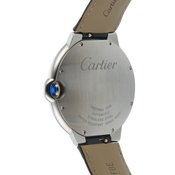 Cartier Ballon Bleu de Cartier Silver Dial Black Leather Strap Watch for Men - WSBB0026 Buy Now By Cartier