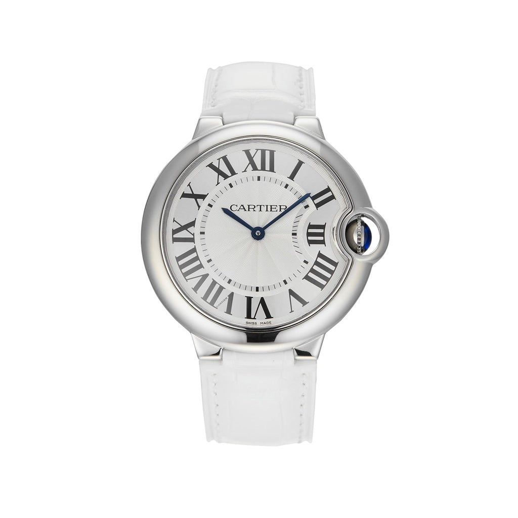 Cartier Ballon Bleu de Cartier Silver Dial White Leather Strap Watch for Women - W6920087 Buy Now By Cartier