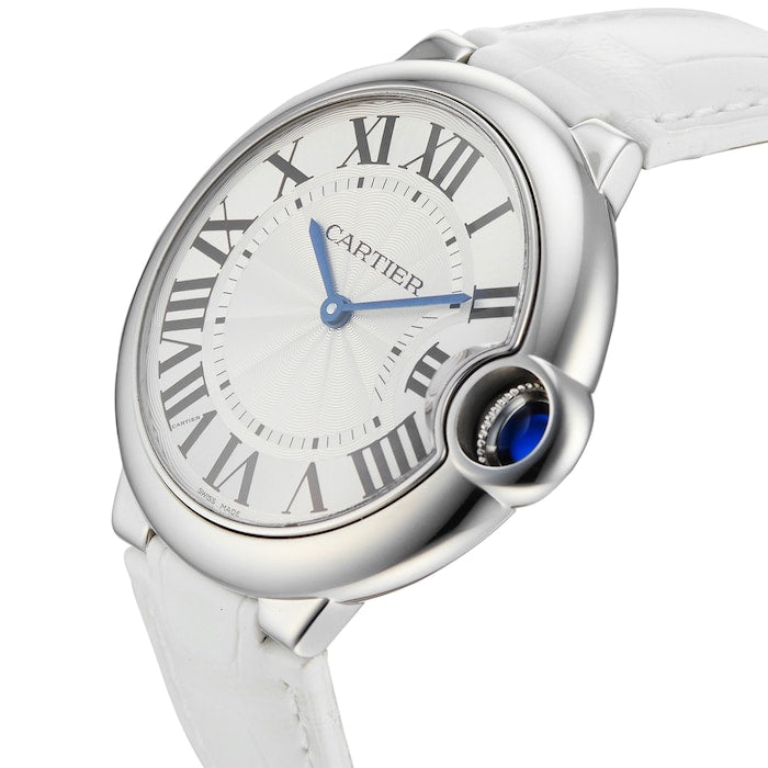 Cartier Ballon Bleu de Cartier Silver Dial White Leather Strap Watch for Women - W6920087 Buy Now By Cartier