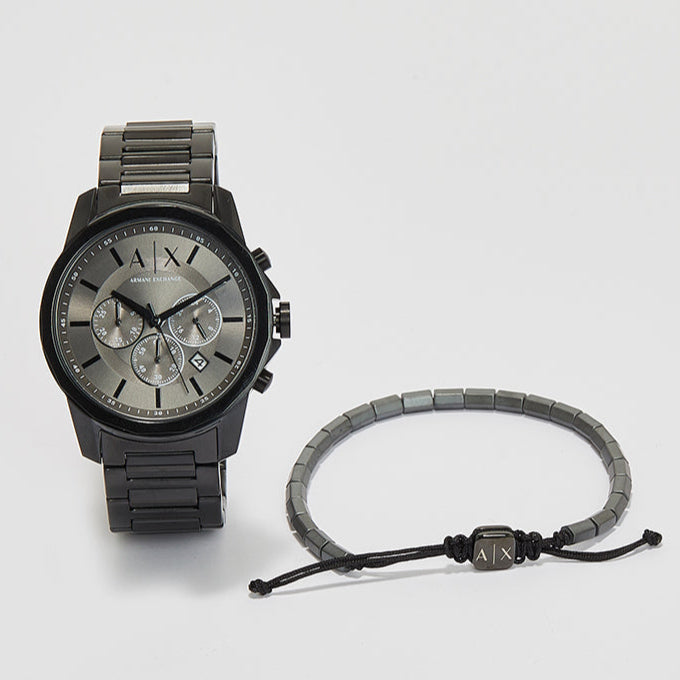 Armani Exchange Chronograph Black Dial Black Steel Strap Watch For Men - AX7140 Buy Now By Armani Exchange