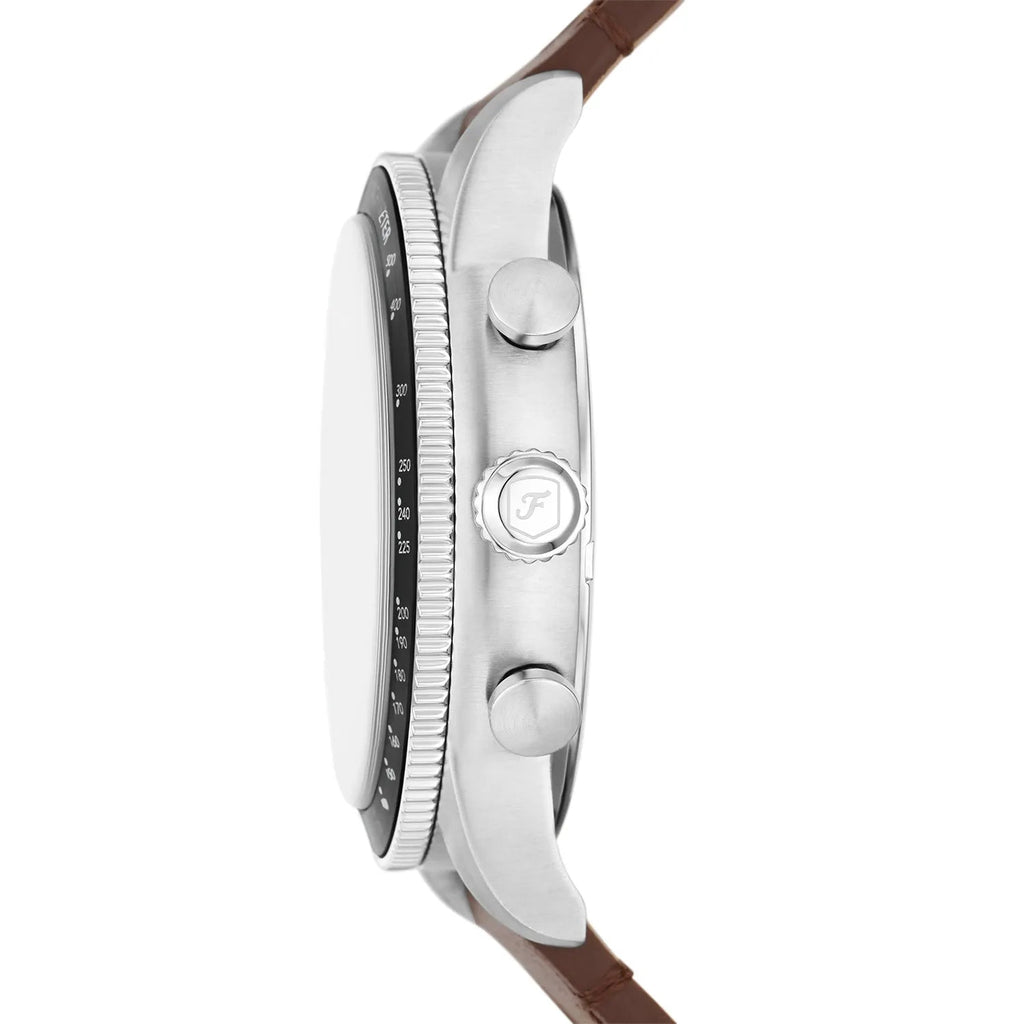 Fossil Sport Tourer Chronograph White Dial Brown Leather Strap Watch for Men - FS6042 Buy Now By Fossil