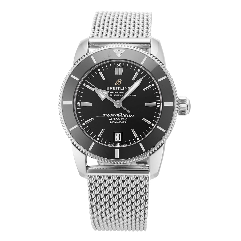 Breitling Superocean Heritage B20 Automatic 42 Black Dial Silver Mesh Bracelet Watch for Men - AB2010121B1A1 Buy Now By Breitling