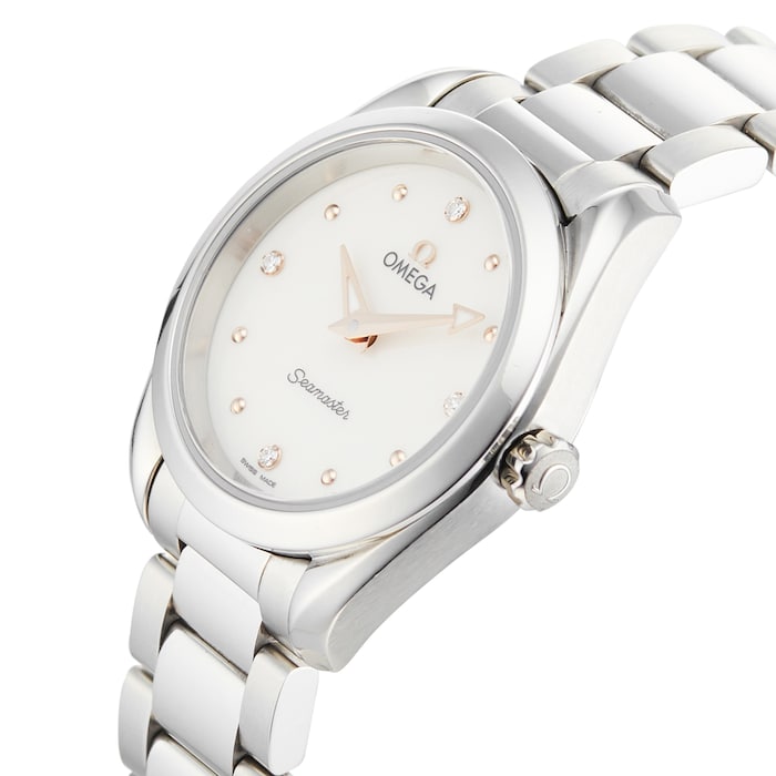 Omega Seamaster Aqua Terra Quartz Diamond Silver Dial Silver Steel Strap Watch for Women - 220.10.28.60.54.001 Buy Now By Omega