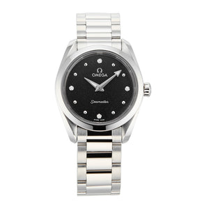 Omega Seamaster Aqua Terra Quartz Diamond Black Dial Silver Steel Strap Watch for Women - 220.10.28.60.51.001 Buy Now By Omega