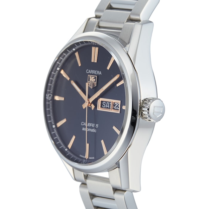 Tag Heuer Carrera Calibre 5 Automatic Black Dial Silver Steel Strap Watch for Men - WAR201C.BA0723 Buy Now By Tag Heuer