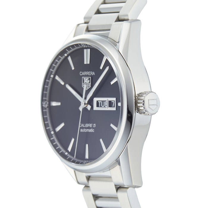 Tag Heuer Carrera Calibre 5 Automatic Black Dial Silver Steel Strap Watch for Men - WAR201A.BA0723 Buy Now By Tag Heuer