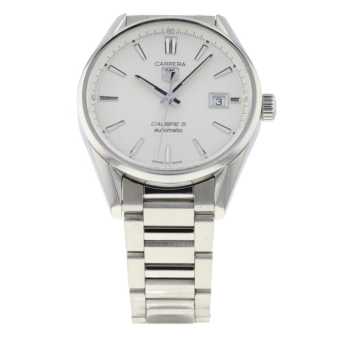 Tag Heuer Carrera Automatic Caliber 5 White Dial Silver Steel Strap Watch for Men - WAR211B.BA0782 Buy Now By Tag Heuer