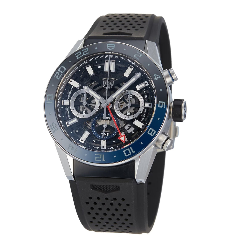 Tag Heuer Carrera Automatic Chronograph Steel & Ceramic Black Dial Black Rubber Strap Watch for Men - CBG2A1Z.FT6157 Buy Now By Tag Heuer