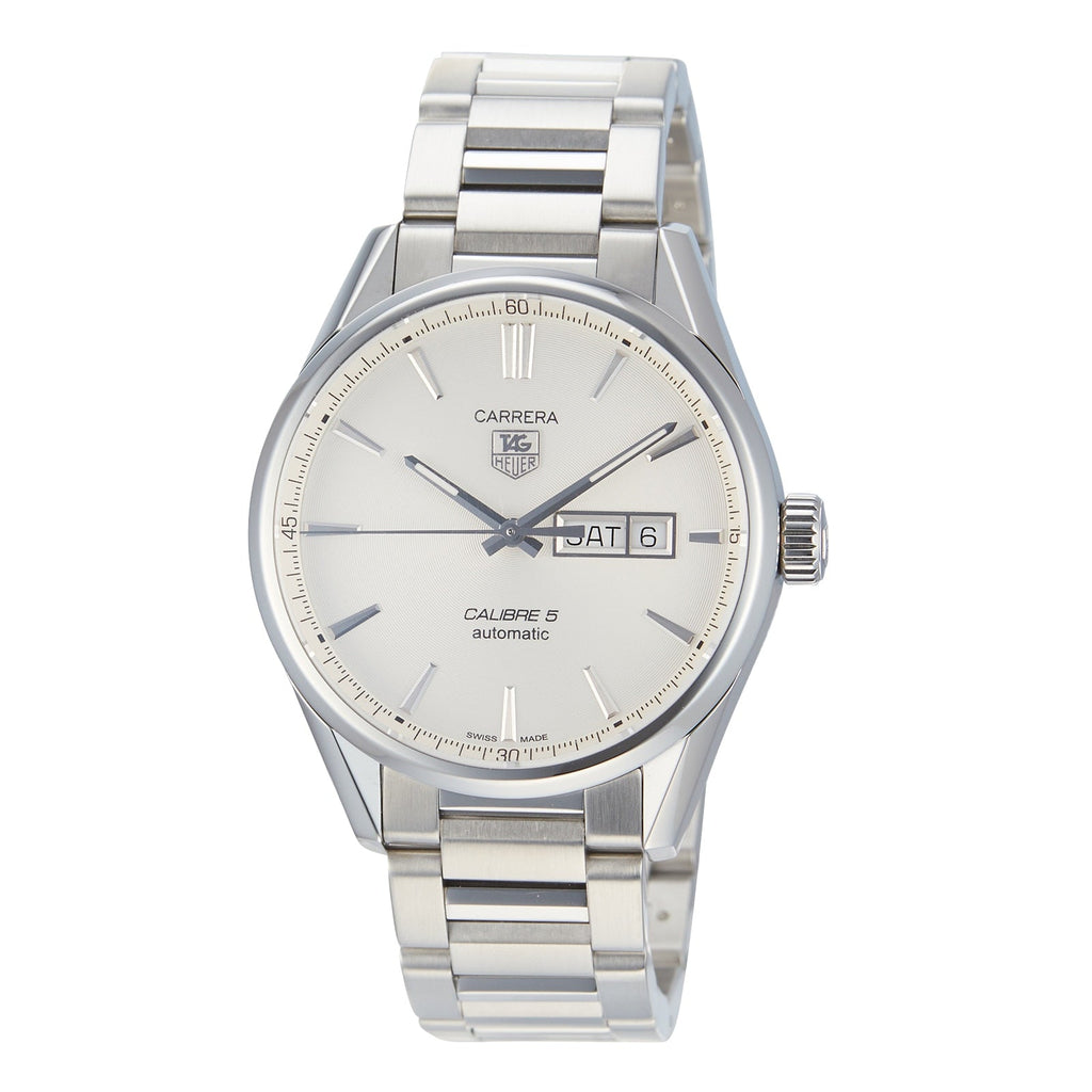 Tag Heuer Carrera Calibre 5 Automatic White Dial Silver Steel Strap Watch for Men - WAR201B.BA0723 Buy Now By Tag Heuer