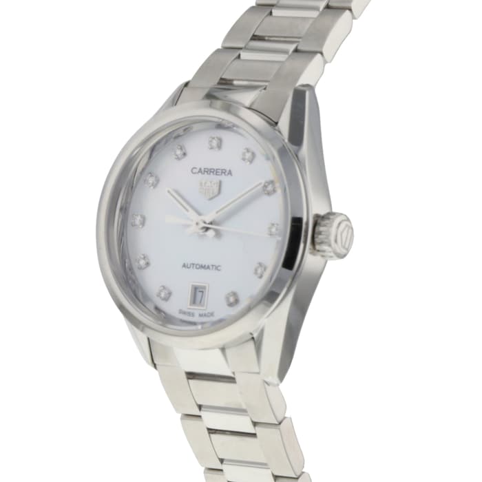 Tag Heuer Carrera Diamonds Mother of Pearl Dial Silver Steel Strap Watch for Women - WBN2412.BA0621 Buy Now By Tag Heuer