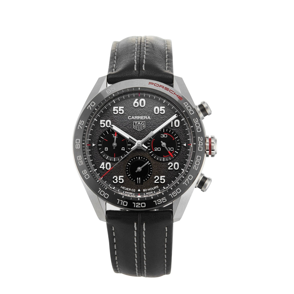 Tag Heuer Carrera Porsche Chronograph Special Edition Black Dial Black Leather Strap Watch for Men - CBN2A1F.FC6492 Buy Now By Tag Heuer