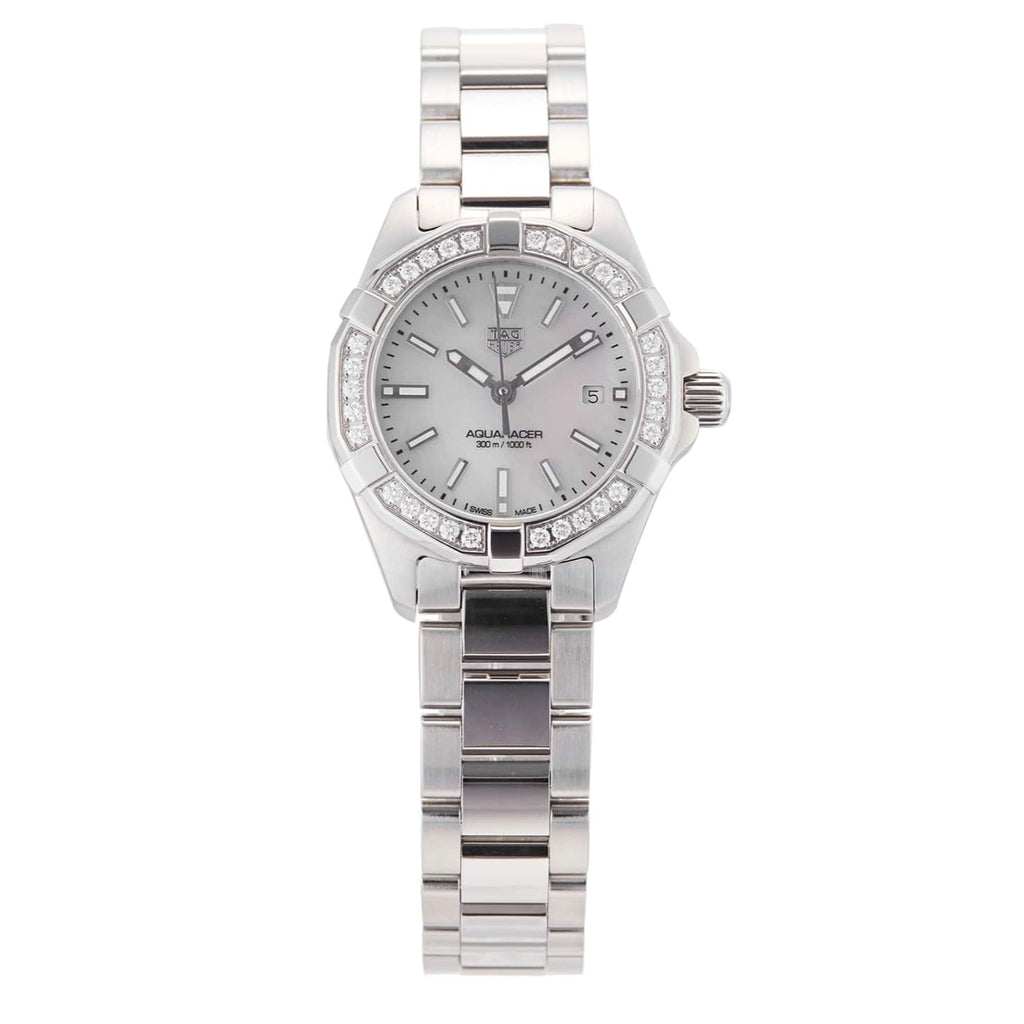 Tag Heuer Aquaracer Diamonds Mother of Pearl White Dial Silver Steel Strap Watch for Women - WBD1413.BA0741 Buy Now By Tag Heuer