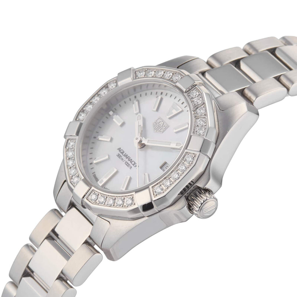 Tag Heuer Aquaracer Diamonds Mother of Pearl White Dial Silver Steel Strap Watch for Women - WBD1413.BA0741 Buy Now By Tag Heuer