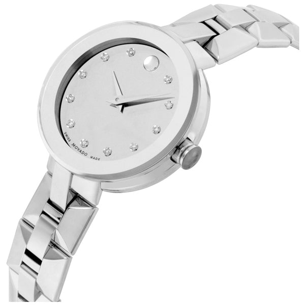 Movado Sapphire Diamonds Silver Dial Silver Steel Strap Watch For Women - 606814 Buy Now By Movado