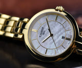 Tissot Flamingo Mother of Pearl White Dial Gold Steel Strap Watch For Women - T094.210.33.111.00 Buy Now By Tissot