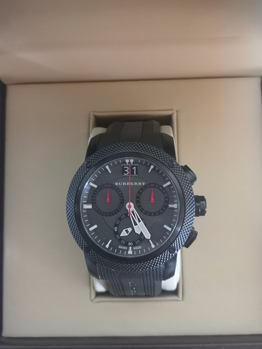 Burberry The Endurance Chronograph Black Dial Black Rubber Strap Watch For Men - BU9802 Buy Now By Burberry