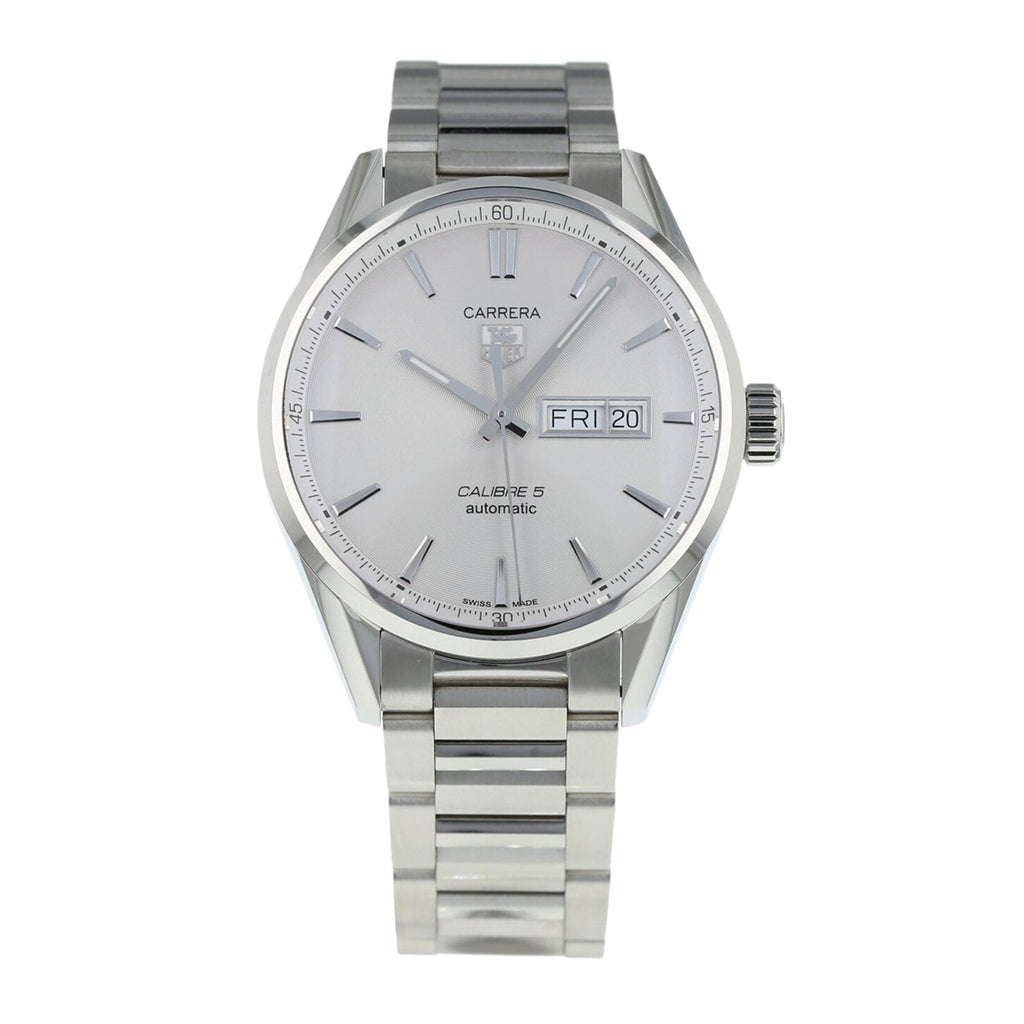 Tag Heuer Carrera Calibre 5 Automatic White Dial Silver Steel Strap Watch for Men - WAR201B.BA0723 Buy Now By Tag Heuer