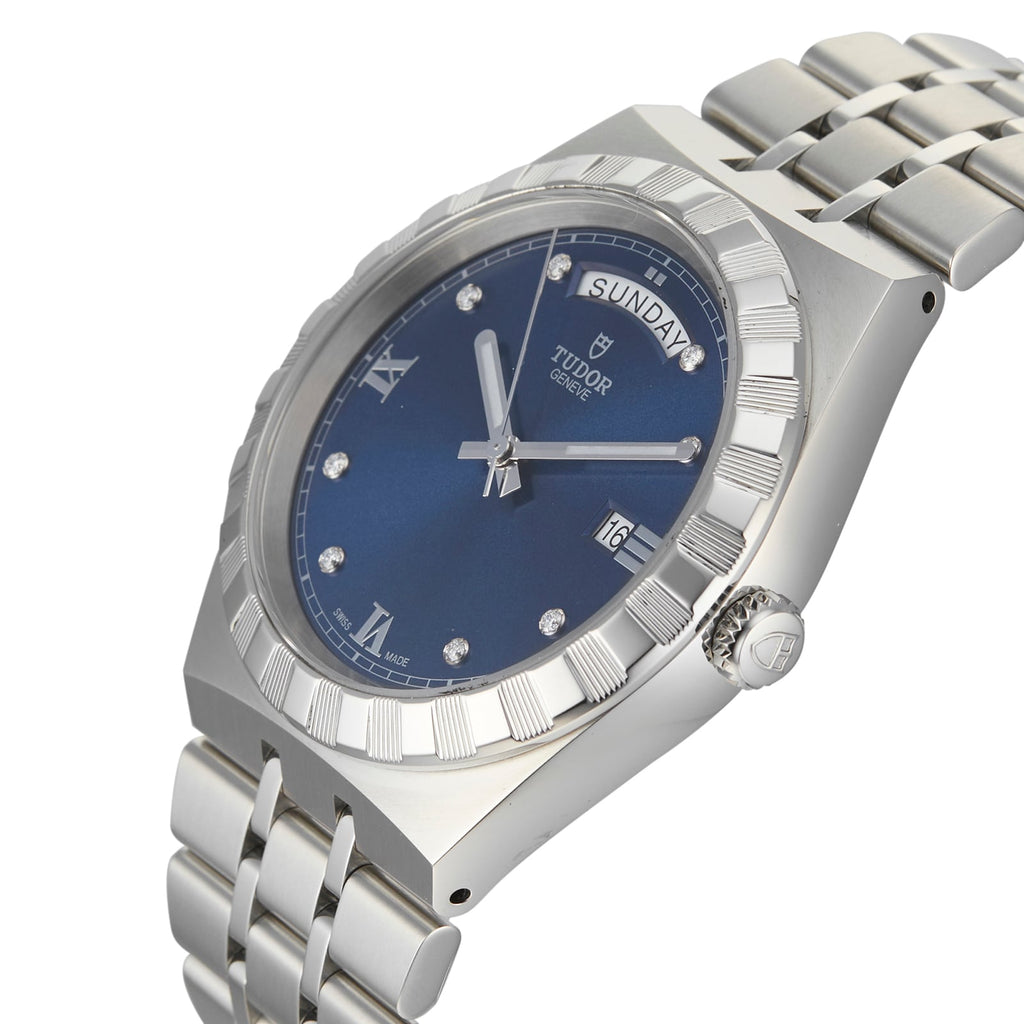 Tudor Royal Automatic Diamonds Blue Dial Silver Steel Strap Watch for Men - M28600-0006 Buy Now By Tudor