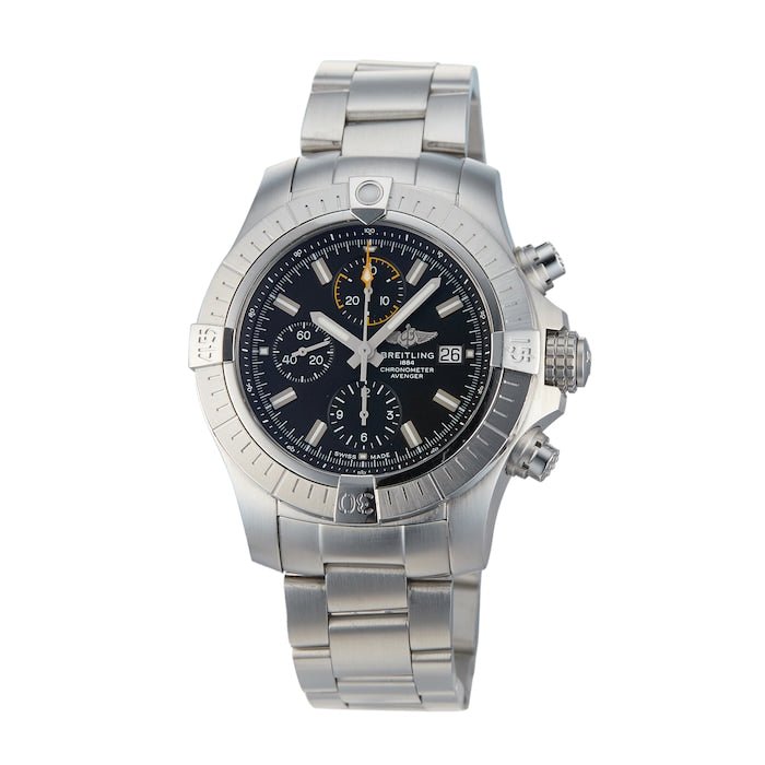 Breitling Avenger Chronograph 45mm Black Dial Silver Steel Strap Watch for Men - A13317101B1A1 Buy Now By Breitling