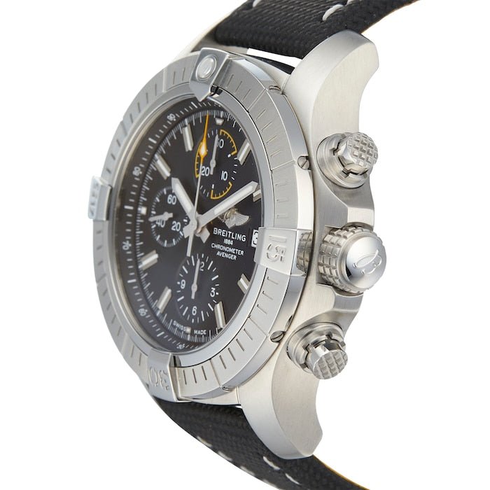 Breitling Avenger Chronograph 45mm Black Dial Black Leather Strap Watch for Men - A13317101B1X1 Buy Now By Breitling
