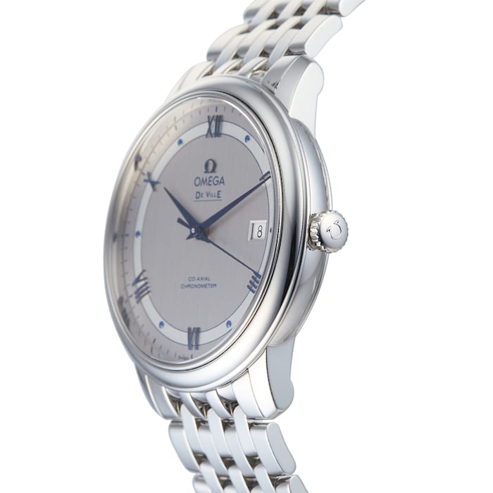 Omega De Ville Prestige Co-Axial Rhodium Silver Dial Silver Steel Strap Watch for Men - 424.10.40.20.02.001 Buy Now By Omega