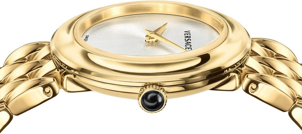 Versace V-Flare Quartz Silver Dial Gold Steel Strap Watch for Women - VEBN00718 Buy Now By Versace