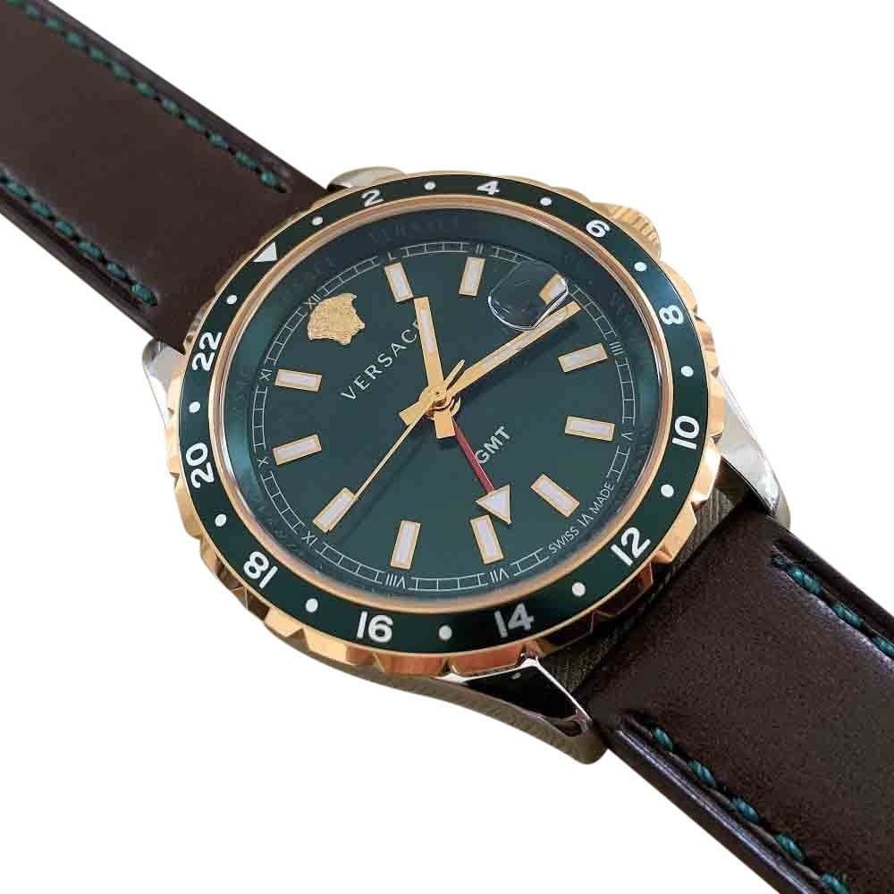 Versace Hellenyium Green Dial Brown Leather Strap Watch for Men - V11090017 Buy Now By Versace