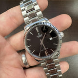 Tudor Style Automatic Black Dial Silver Steel Strap Watch for Men - M12710-0003 Buy Now By Tudor