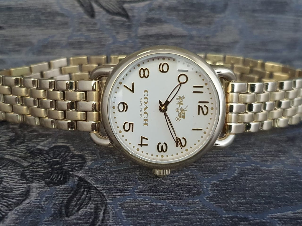 Coach Delancey White Dial Gold Steel Strap Watch for Women - 14502241 Buy Now By Coach