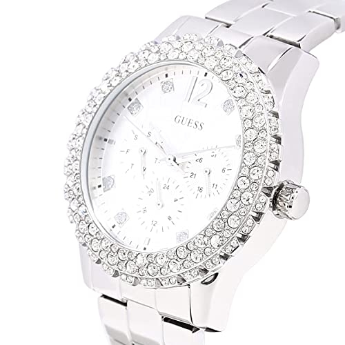 Guess Dazzler Diamonds Silver Dial Silver Steel Strap Watch for Women - W0335L1 Buy Now By Guess