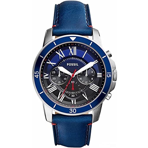 Fossil Grant Chronograph Blue Dial Blue Leather Strap Watch for Men - FS5373 Buy Now By Fossil