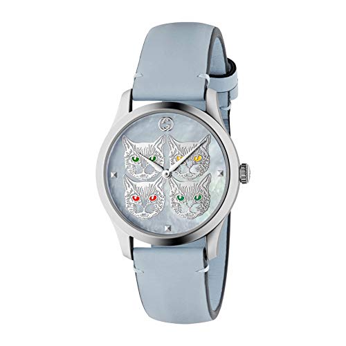 Gucci G Timeless Quartz Mother of Pearl Dial Blue Leather Strap Watch For Women - YA1264124 Buy Now By Gucci