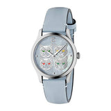 Gucci G Timeless Quartz Mother of Pearl Dial Blue Leather Strap Watch For Women - YA1264124 Buy Now By Gucci