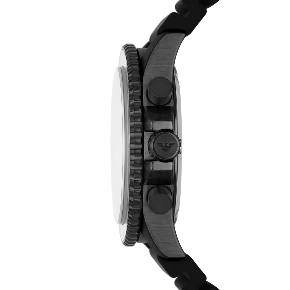 Emporio Armani Diver Chronograph Black Dial Black Silicon Strap Watch For Men - AR11515 Buy Now By Emporio Armani